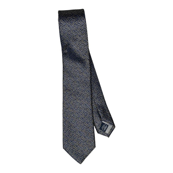 CHARLES TYRWHITT LONDON ROYAL SETA SILK NAVY MICRO DOT NECK TIE - Picture 4 of 9
